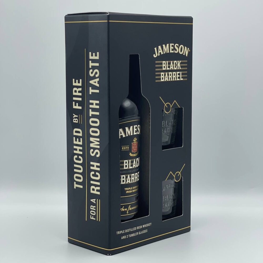 Jameson Black Barrel Irish Whiskey 2 Glasses Gift Set